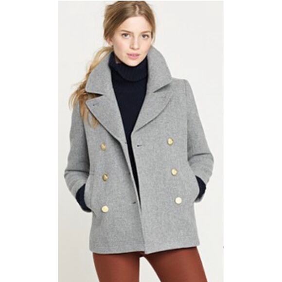 J Crew Sz 4P Majesty Peacoat Wool Blend Stadium Cloth Nello Gori Coat Gray - Picture 2 of 14